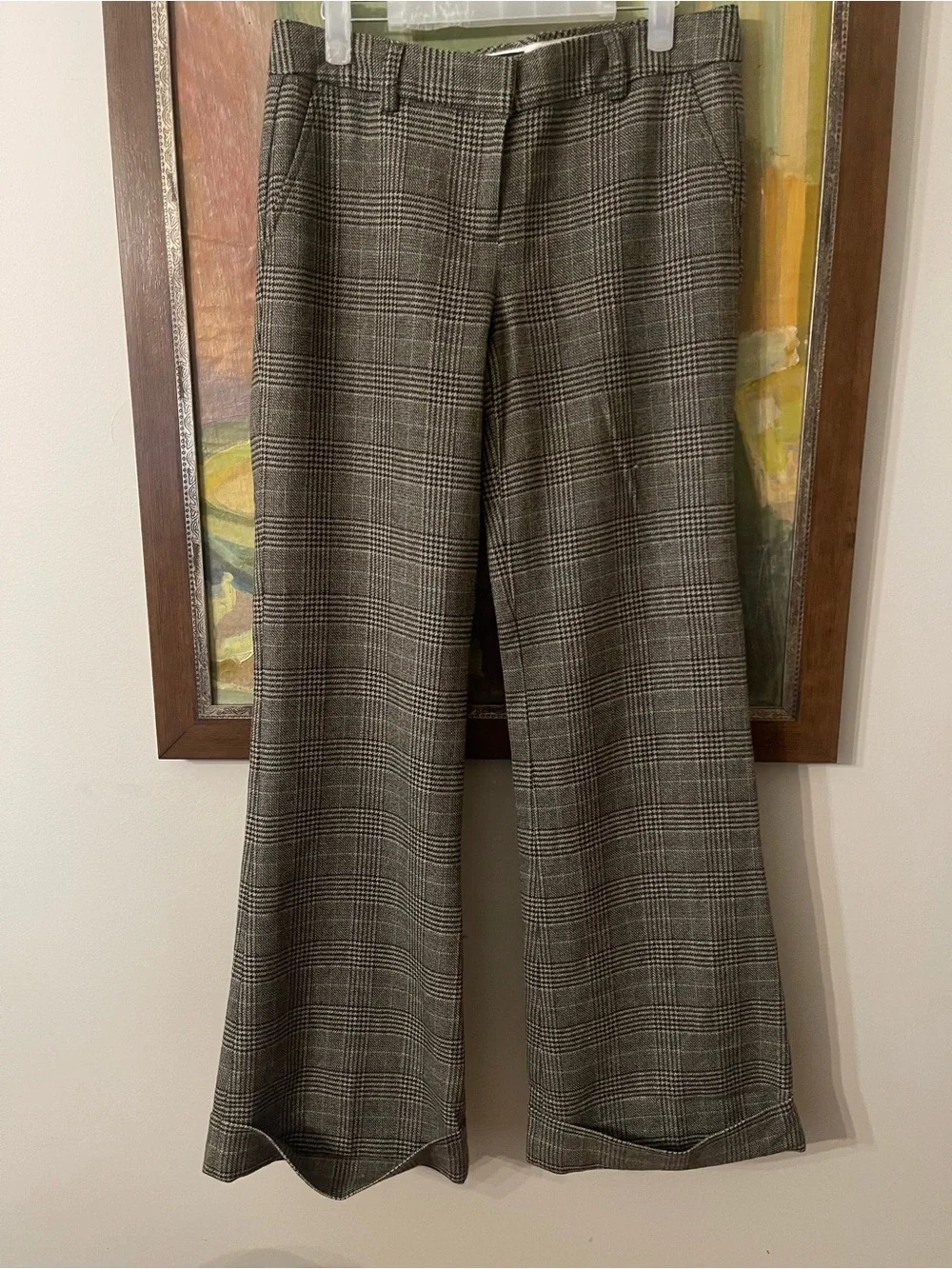 J. Crew Wide Leg Plaid Pants in Gray City Fit